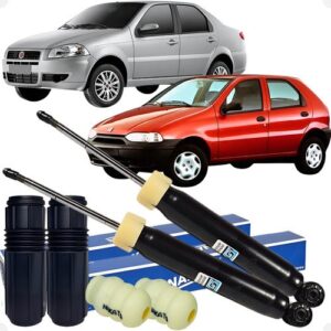 Par Amortecedor + Kits Traseiro Palio Siena 1996 Até 2016